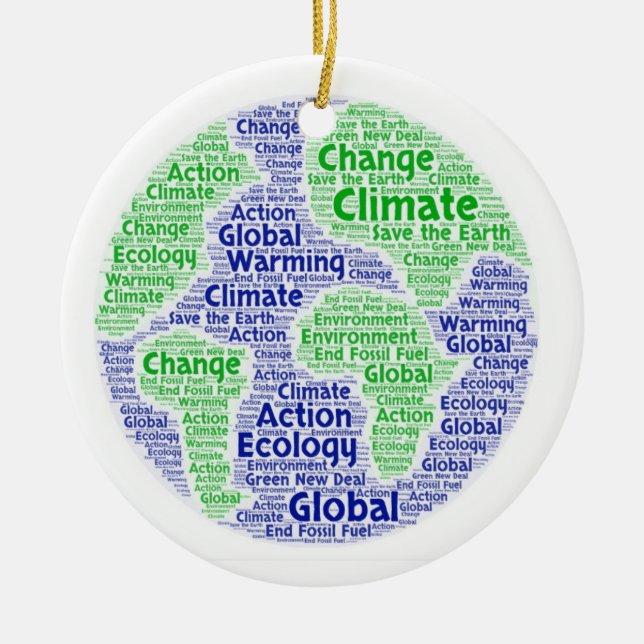 Klimaatändring ordkonst julgransprydnad keramik (Framsidan)