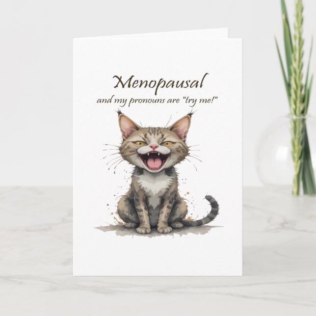 Klimakteriehumor Stressad Ilsken Katt Kort (Framsida)