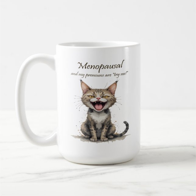 Klimakteriehumor Stressed Angry Katt Kaffemugg (Vänster)