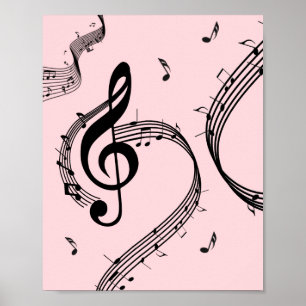 Klimataktisk G Clef Music Rosa Poster