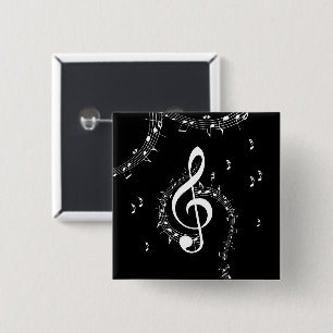 Klimataktisk G Clef White Music på Black Knapp