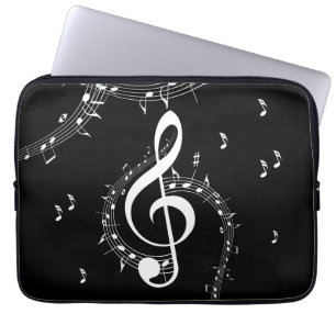 Klimataktisk G Clef White Music på Black Laptop Fodral