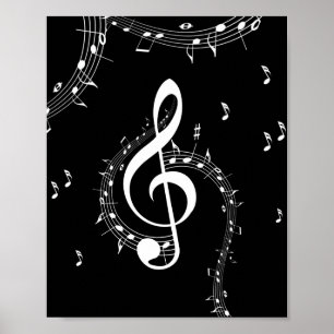 Klimataktisk G Clef White Music på Black Poster