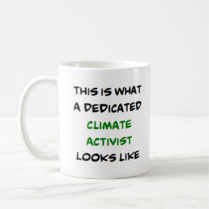 klimataktivist, hängiven kaffemugg