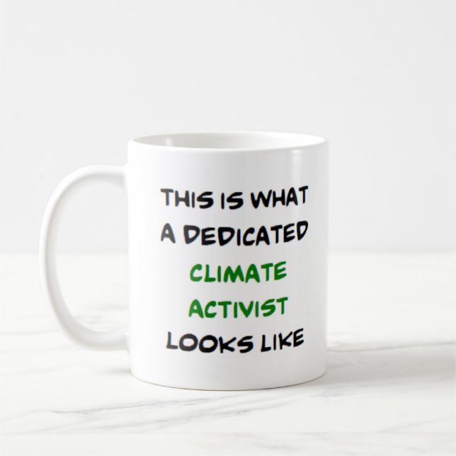 klimataktivist, hängiven kaffemugg (Vänster)