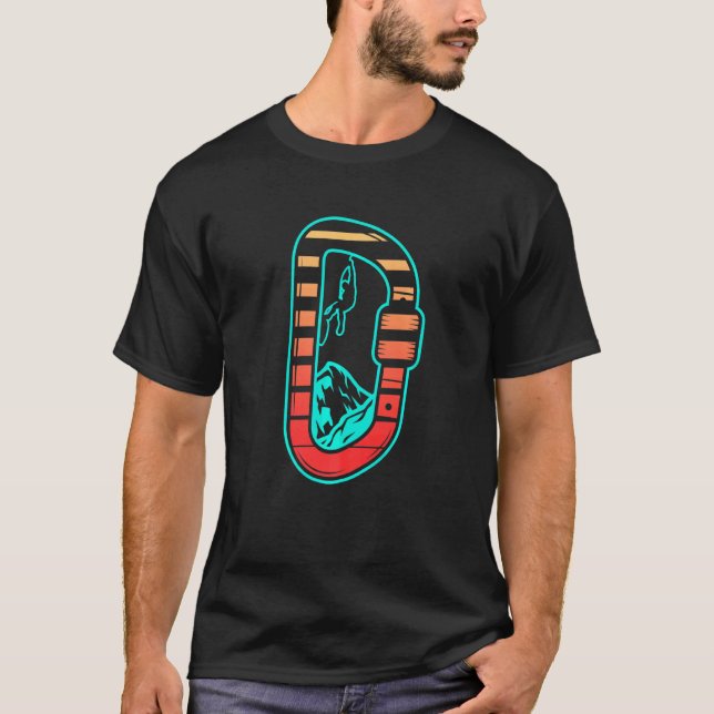 Klimatande Boulderin i Carabiner Sten Kliberberget T Shirt (Framsida)