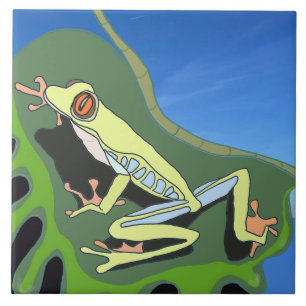 Klimatande Träd Frog Kakelplatta