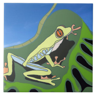 Klimatande Träd Frog Kakelplatta