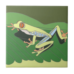 Klimatande Träd Frog Kakelplatta