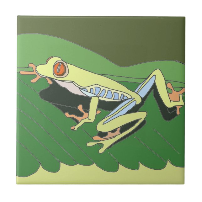 Klimatande Träd Frog Kakelplatta (Framsidan)