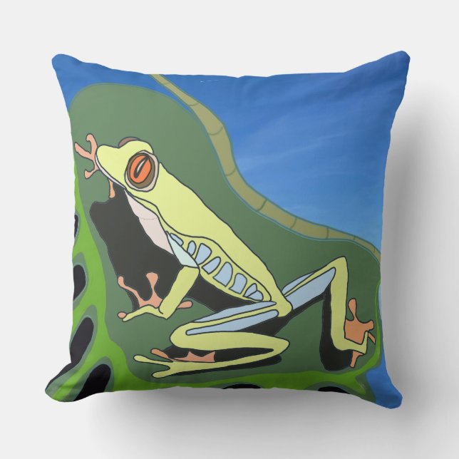 Klimatande Träd Frog Kudde (Framsida)