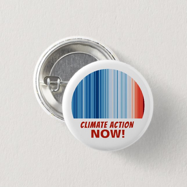 Klimatåtgärder nu! Global Warming Rand Knapp (Framsida & baksida)