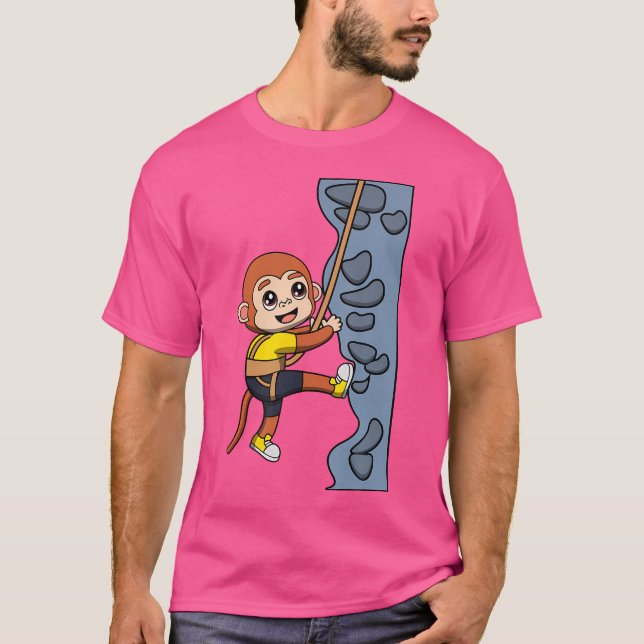 Klimatbergen i berggrunden i Monkey Hobby-klimatet T Shirt (Framsida)
