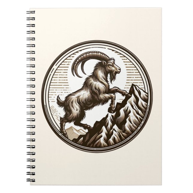 Klimatberget Goat Capricorn Birthday Zodiac Anteckningsbok (Framsidan)