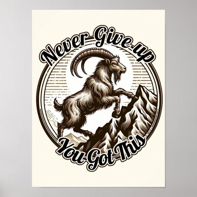 Klimatberget Goat Capricorn Birthday Zodiac Poster (Framsidan)