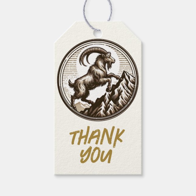 Klimatberget Goat Capricorn Birthday Zodiac Presentetikett (Framsidan)