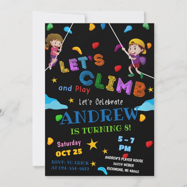 Klimatet Födelsedagsfest inbjudan i Sten (Framsida)