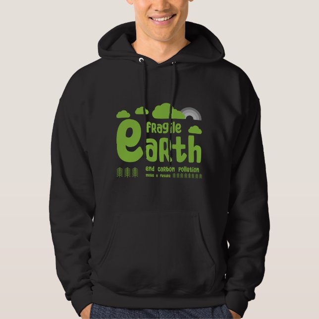 Klimatförändringar | Kolförorening | Åtgärd T-Shir Hoodie (Framsida)