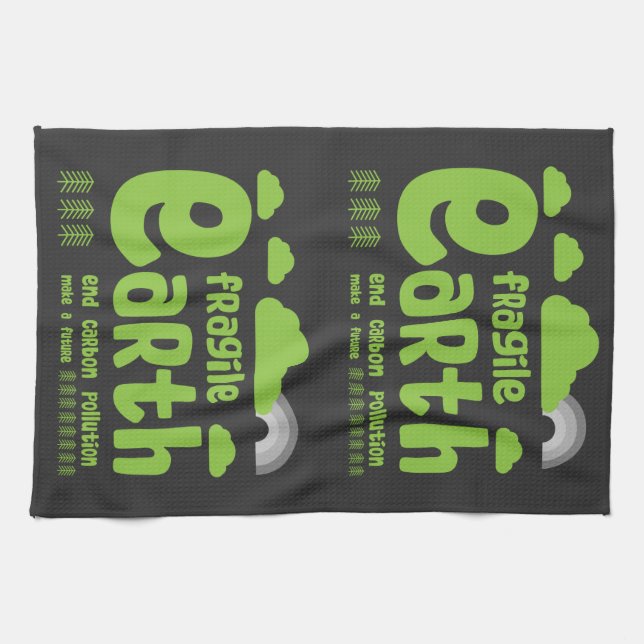 Klimatförändringar | Kolförorening | Åtgärd T-Shir Kökshandduk (Horisontell)