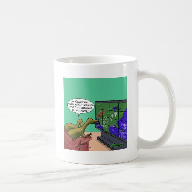 Klimatförändringsdinosaurs Parody Humans Mörk Humo Kaffemugg (Höger)