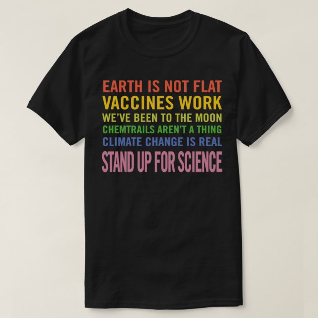 Klimatförändringsforskning om platta jordvacciner t shirt (Design framsida)