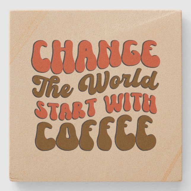 Klimatförändringsvärldens kaffekonst ord stenunderlägg (Framsidan)