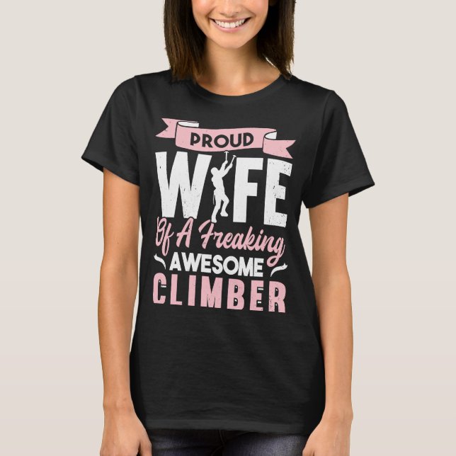 Klimatfru 1 i Sten vid bergsklättring T Shirt (Framsida)