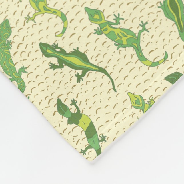 Klimatgeckos i sten på gulten - sömlöst mönster. fleecefilt (Hörn)