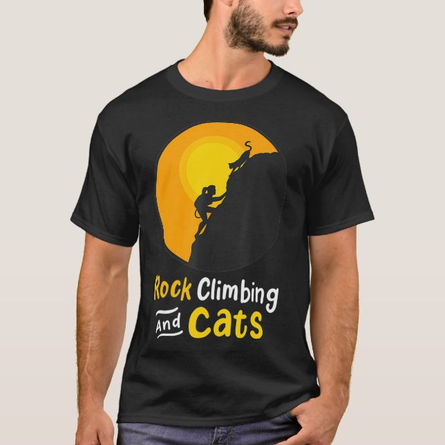 Klimatkatten vid klimatet i sten Bouldering Gift T Shirt (Framsida)