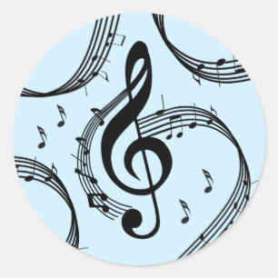 Klimatkurva G Clef Music Blue Runt Klistermärke