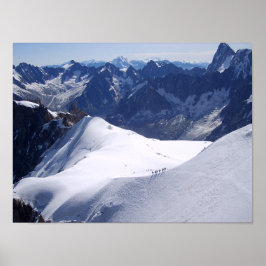 Klimatning i massiv Mont Blanc, Chamonix, Frankrik Poster