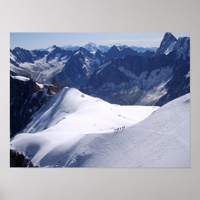 Klimatning i massiv Mont Blanc, Chamonix, Frankrik Poster (Framsidan)