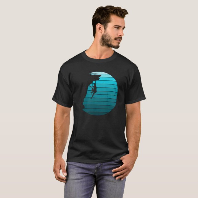 Klimatning i sten och blått fullt måne t shirt (Hel framsida)