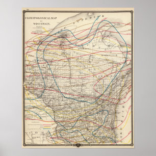 Klimatologiska karta i Wisconsin Poster