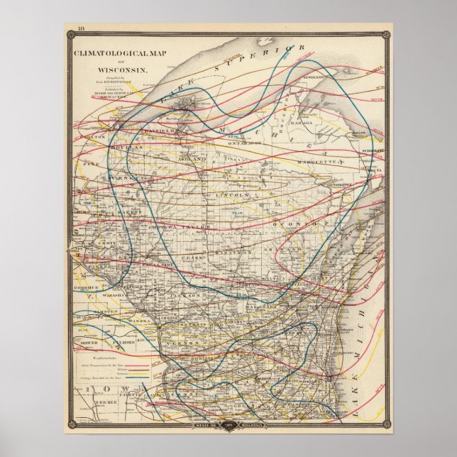 Klimatologiska karta i Wisconsin Poster (Framsidan)