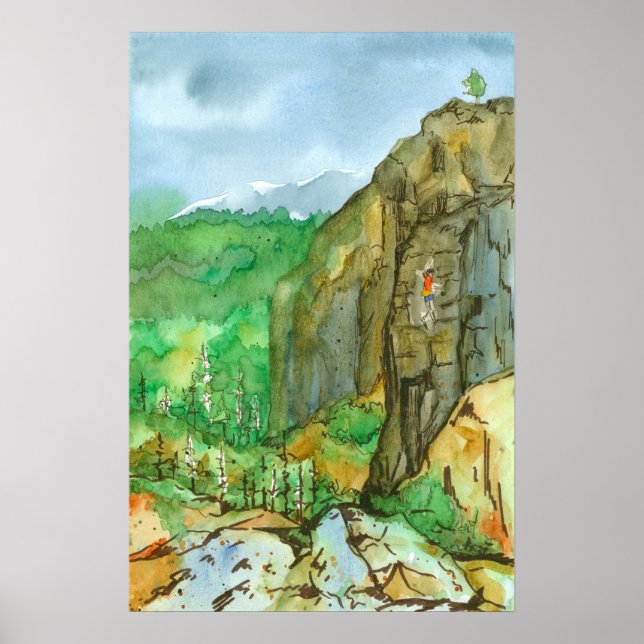 Klimatvatten för bergsvattenfärg i Sten liggande Poster (Framsidan)