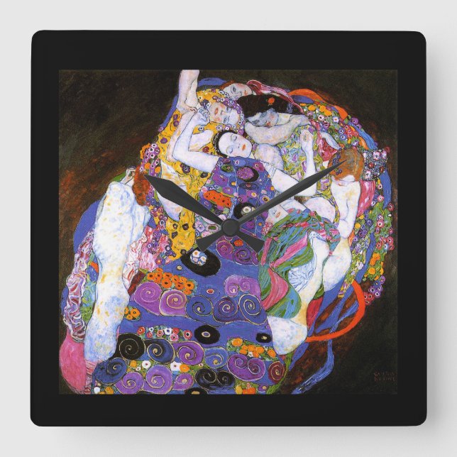 Klimtの"Virgins"の 壁 掛 け 計,nr.01 Fyrkantig Klocka (Framsida)