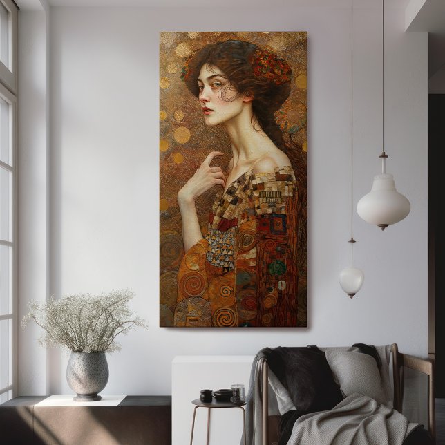 Klimt Adele Bloch-Bauer Guld Mosaic Painting Canva Canvastryck (Skapare uppladdad)
