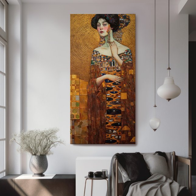 Klimt Adele Bloch-Bauer Guld Mosaic Painting Canva Canvastryck (Skapare uppladdad)