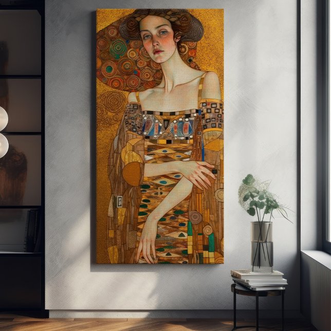 Klimt Adele Bloch-Bauer Guld Mosaic Painting Canva Canvastryck (Skapare uppladdad)