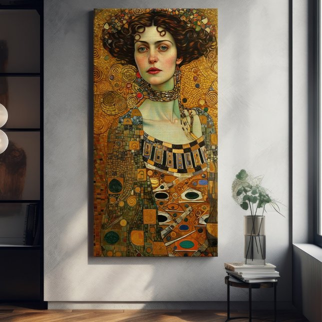 Klimt Adele Bloch-Bauer Guld Mosaic Painting Canva Canvastryck (Skapare uppladdad)