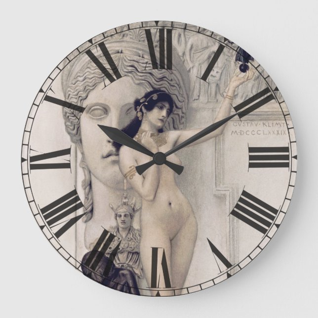 Klimt Allegory of Sculpture Art Wall Clock Stor Klocka (Framsida)