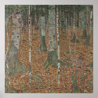Klimt Birch Forest - Serene Autumn Ligcape Art Poster
