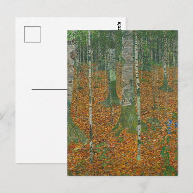 Klimt Björkskog höstlandskaps konst Vykort (Fram/baksida)