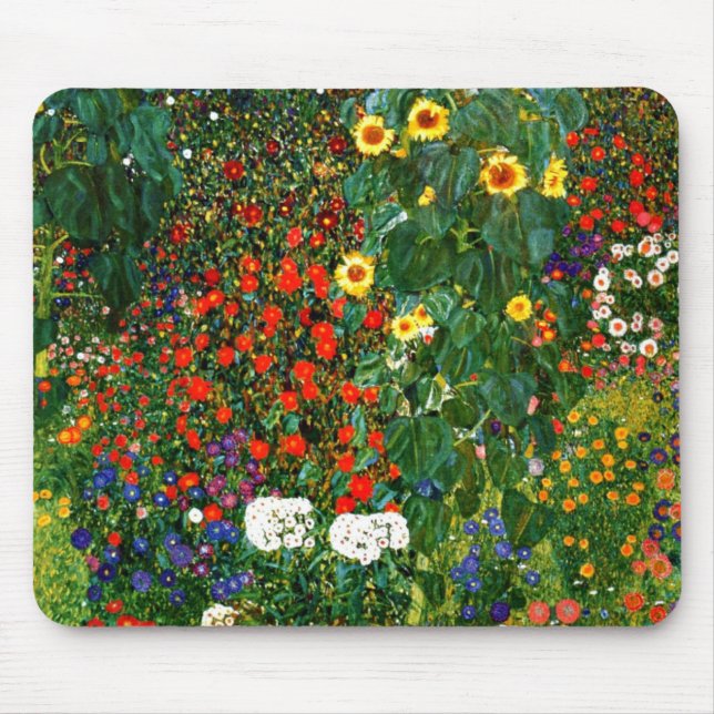 Klimt: blomsterträdgårdens musknapp musmatta (Framsidan)
