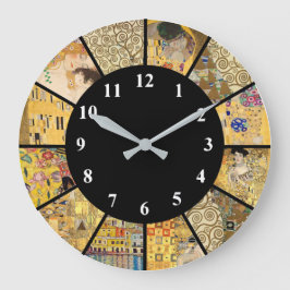 Klimt Clock - Berömd Artist Guld Classic Art Clock Stor Klocka