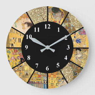 Klimt Clock - Berömd Artist Guld Classic Art Clock Stor Klocka