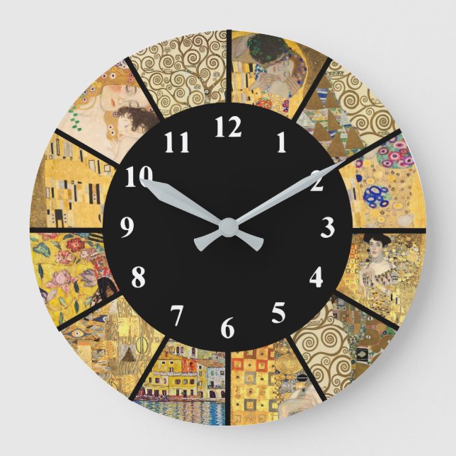 Klimt Clock - Berömd Artist Guld Classic Art Clock Stor Klocka (Framsida)