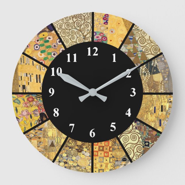 Klimt Clock Berömd Artist Mönster Guld Art Clock Stor Klocka (Framsida)