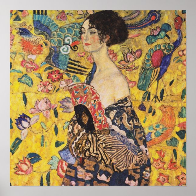 Klimt - Dam med Fläkt Poster (Framsidan)